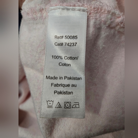 Vtg Pedal Pink Ruffled Long Flanel Floral Nightgown Size L Cozy GrannyCore Warm - Picture 8 of 8